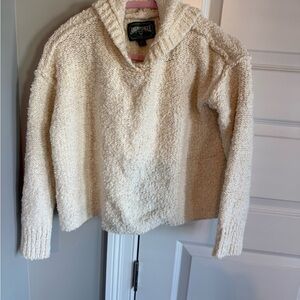 American Eagle Outfitters Cream Hooded Sweater